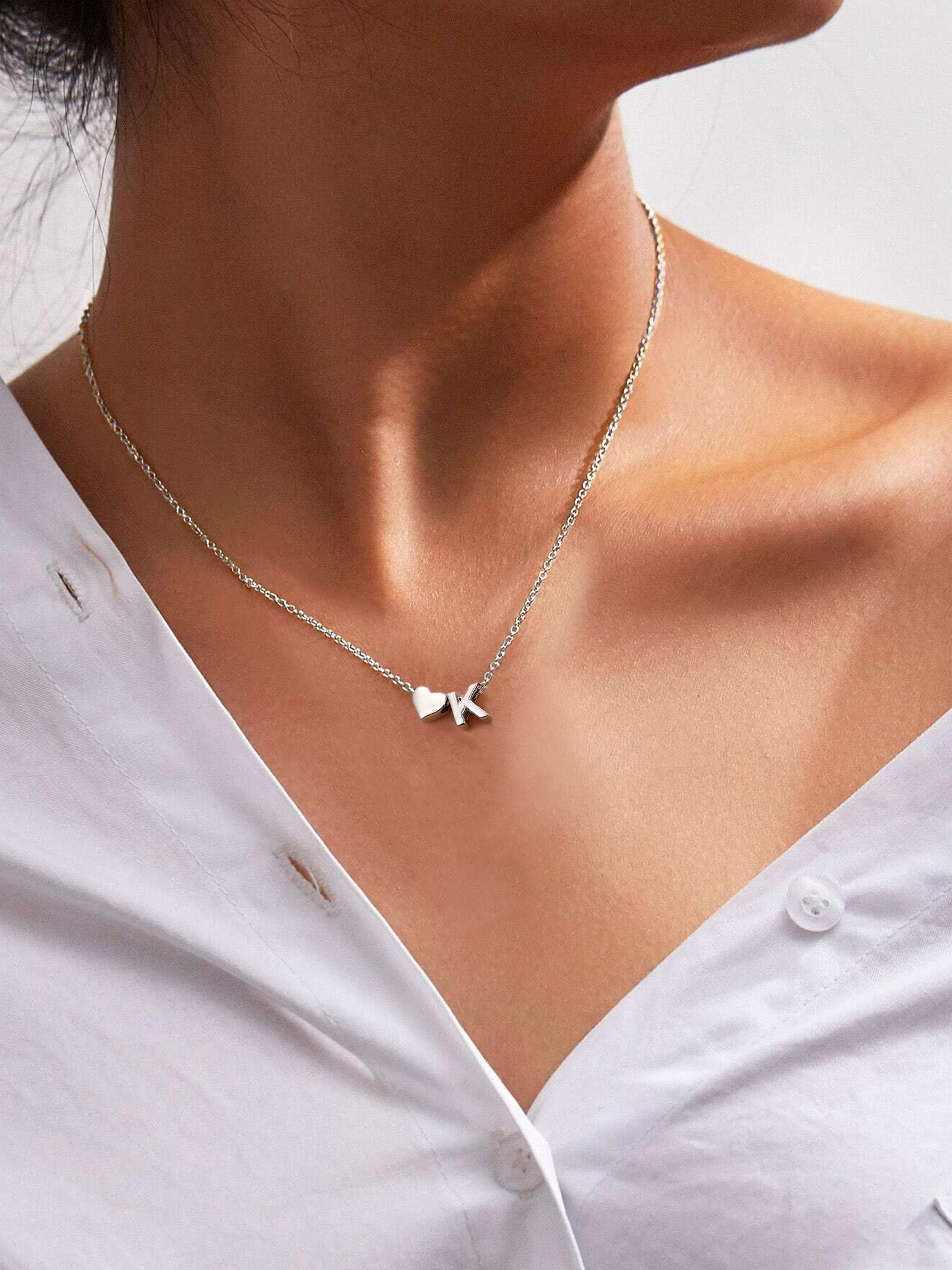 ChicSilver Initial Necklaces for Women Silver 925 Sterling Silver Necklace for Women Dainty Letter Necklace A-Z Necklace for Girls