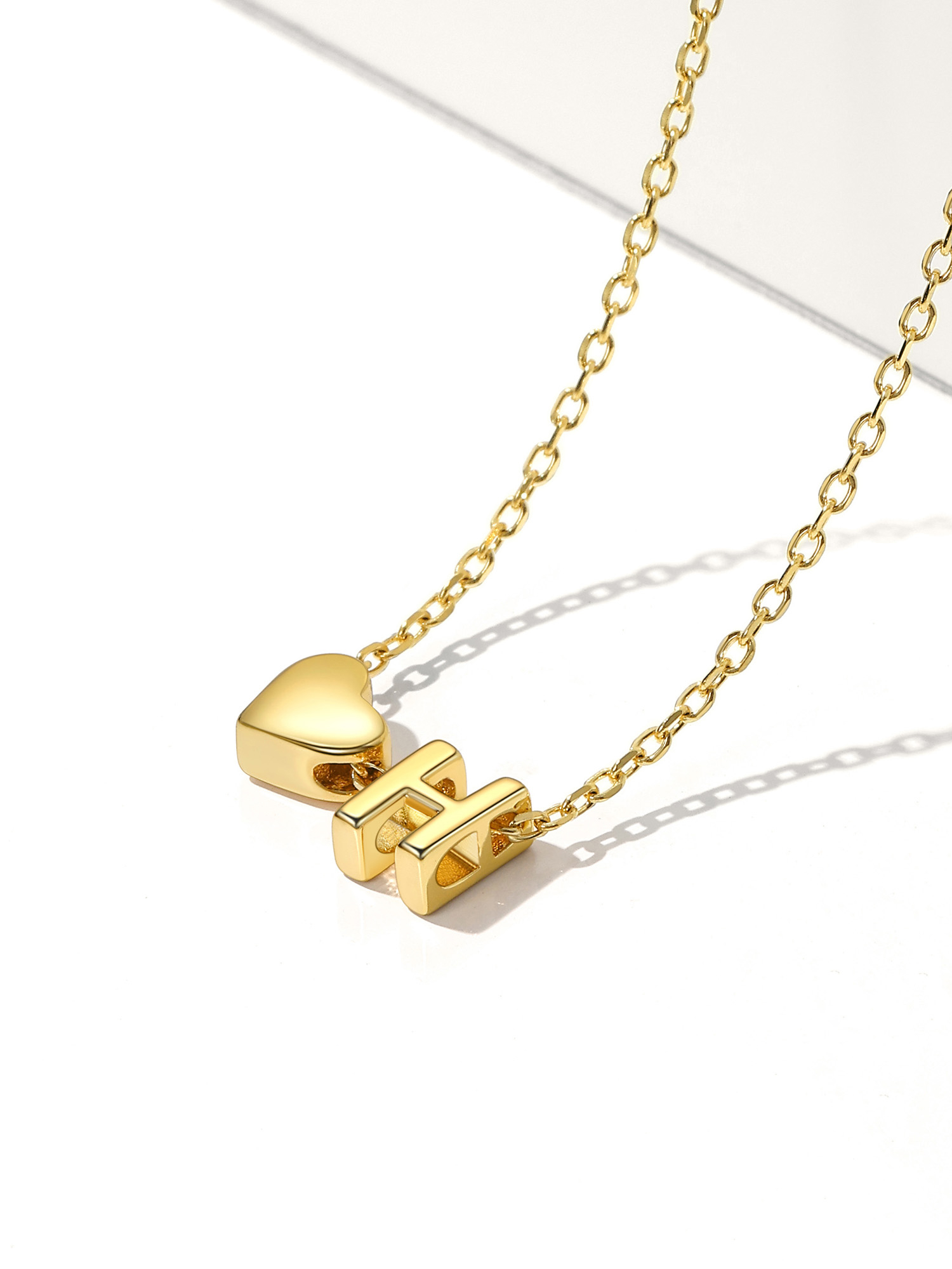 ChicSilver 14K Gold Initial Necklace for Women Letter Alphabet Necklace Heart Pendant Chain 16" Birthday Valentine's Day Jewelry Gifts