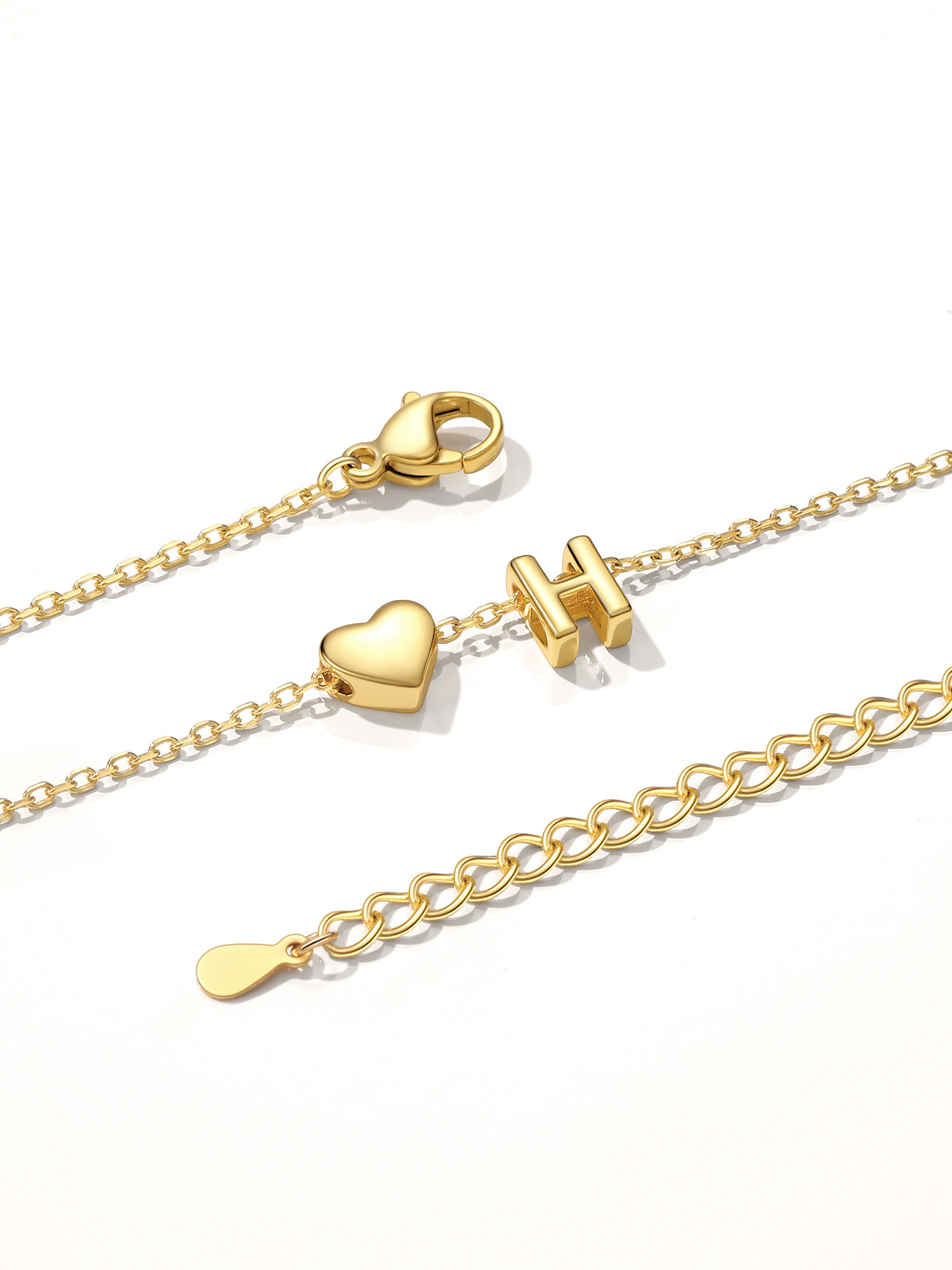 ChicSilver 14K Gold Initial Necklace for Women Letter Alphabet Necklace Heart Pendant Chain 16" Birthday Valentine's Day Jewelry Gifts