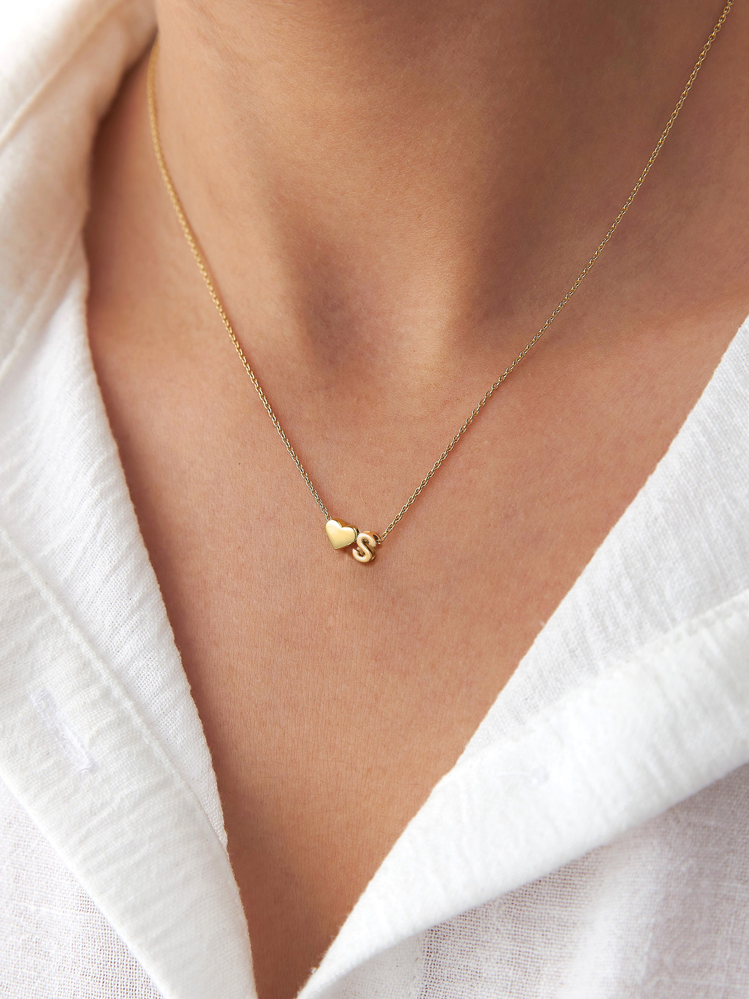 ChicSilver 14K Gold Initial Necklace for Women Letter Alphabet Necklace Heart Pendant Chain 16" Birthday Valentine's Day Jewelry Gifts