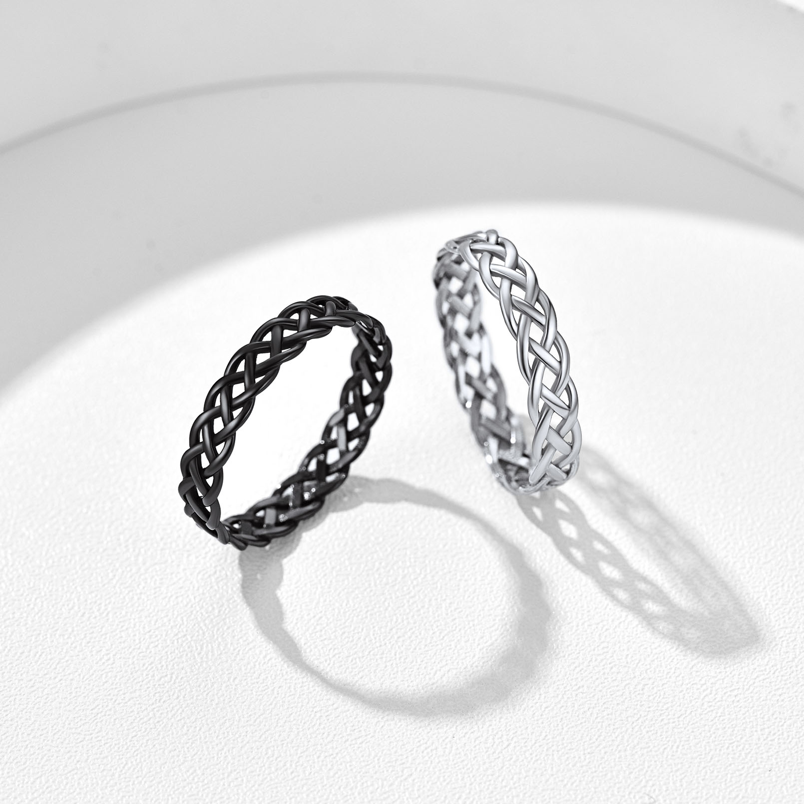 ChicSilver 925 Sterling Silver Ring for Women Men White Gold Plated 4mm Celtic Knot Wedding Band Eternity Ring Size 4-12