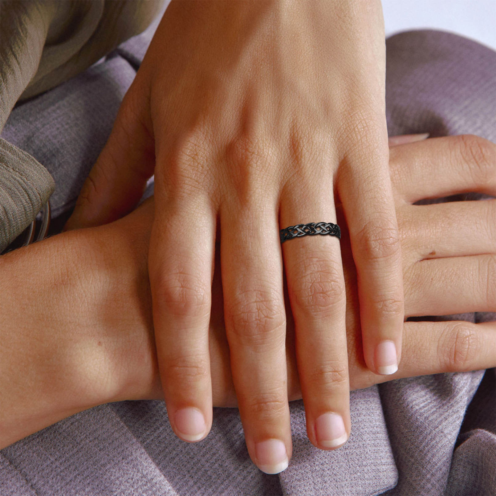 ChicSilver 925 Sterling Silver Ring for Women Men White Gold Plated 4mm Celtic Knot Wedding Band Eternity Ring Size 4-12