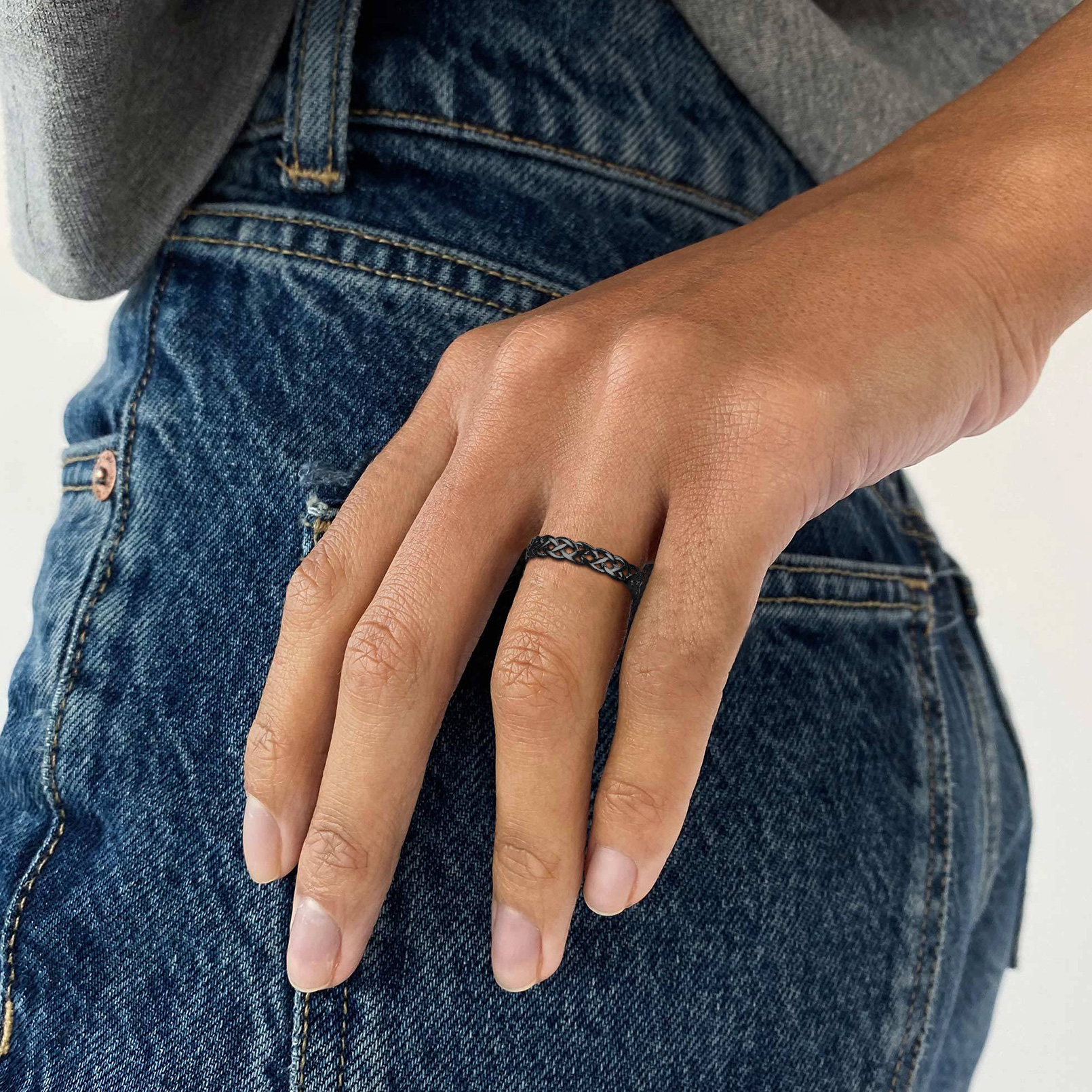 ChicSilver 925 Sterling Silver Ring for Women Men White Gold Plated 4mm Celtic Knot Wedding Band Eternity Ring Size 4-12