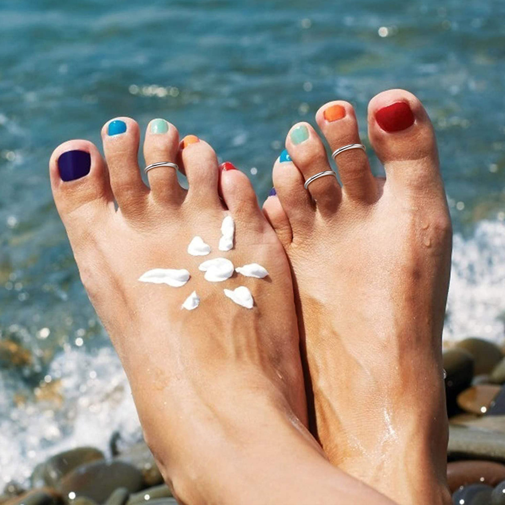 ChicSilver Minimalist Toe Rings for Women Sterling Silver Hypoallergenic Simple Open 2mm Thin Band Ring Adjustable