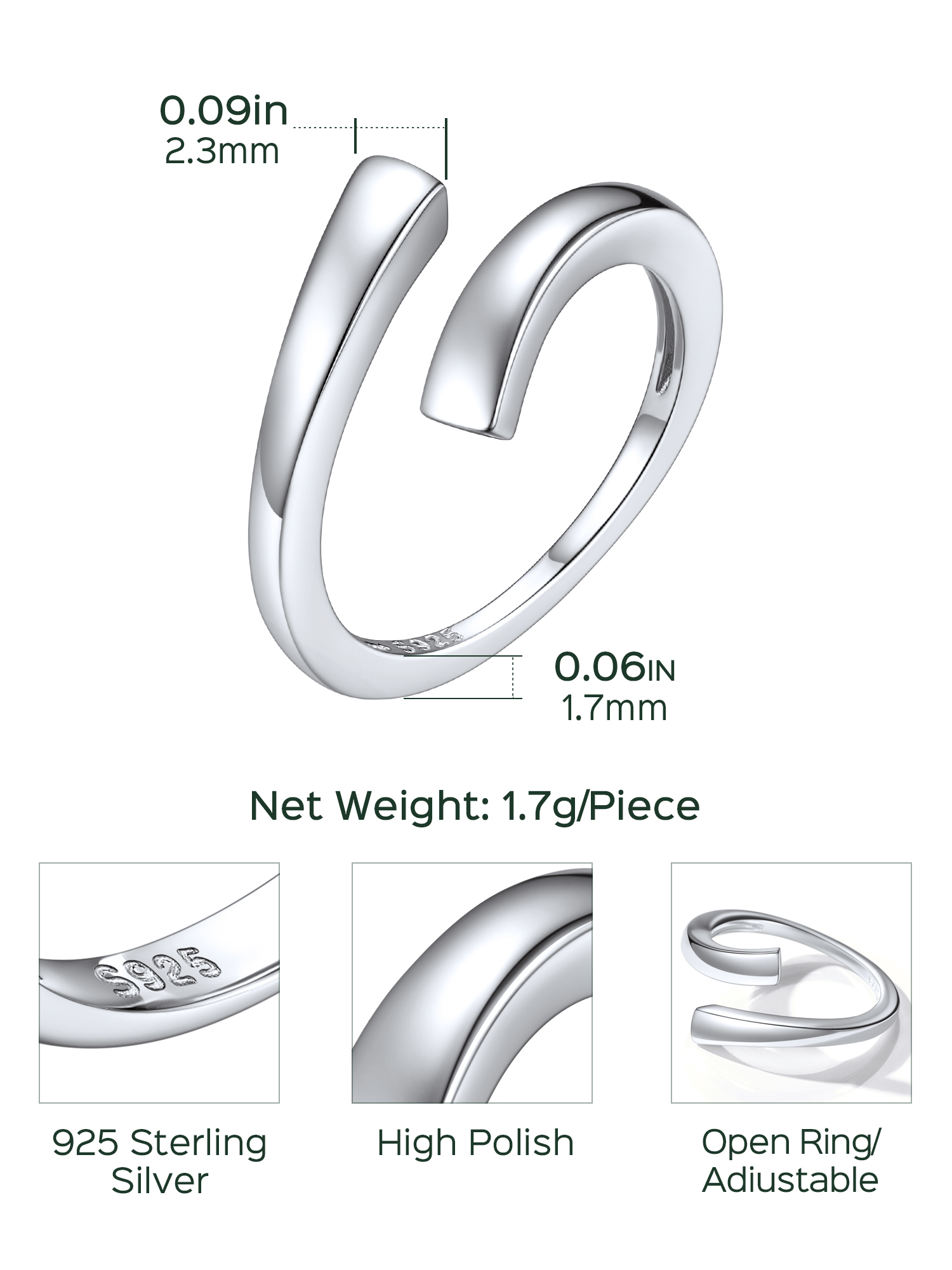 ChicSilver Sterling Silver Toe Rings for Women Adjustable Toe Ring Hypoallergenic Open Rings for Girls