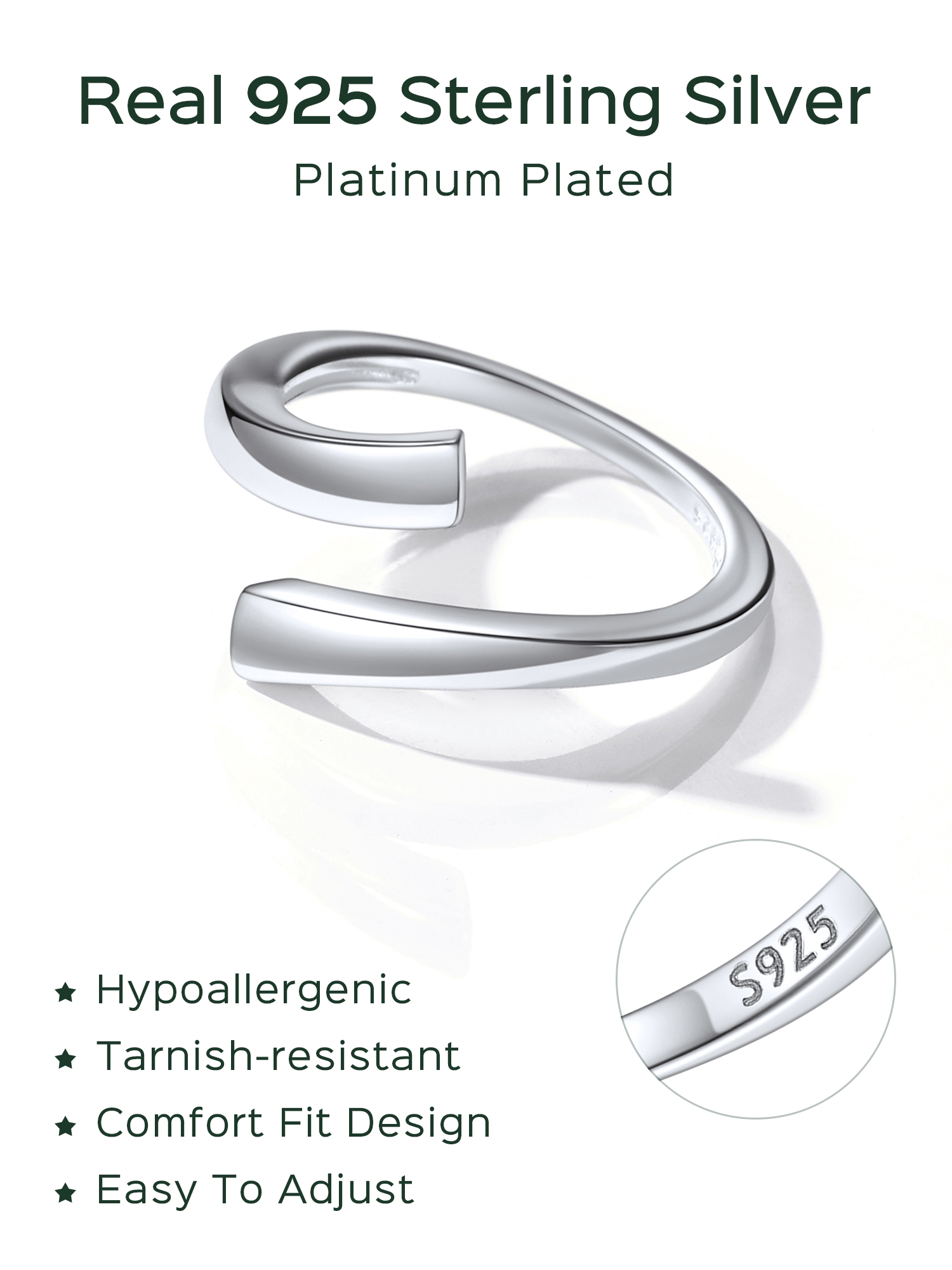 ChicSilver Sterling Silver Toe Rings for Women Adjustable Toe Ring Hypoallergenic Open Rings for Girls