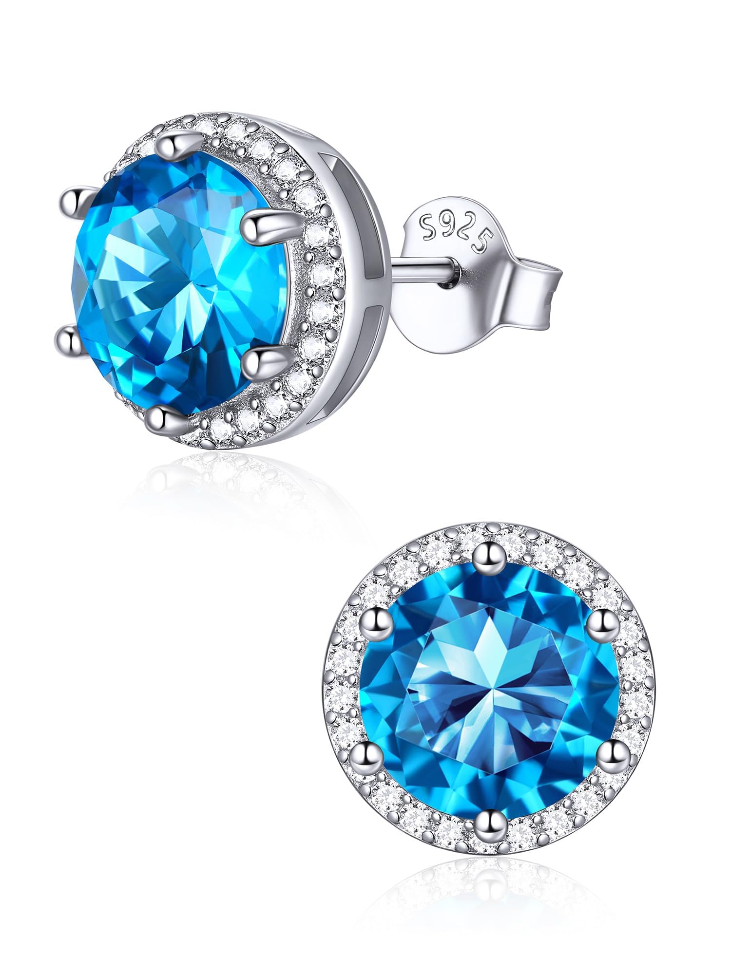 ChicSilver 925 Sterling Silver Birthstone Earrings for Women, January Garnet 8MM/2 Carat Heart CZ Stud Earrings, Birthday Jewelry Gift for Her