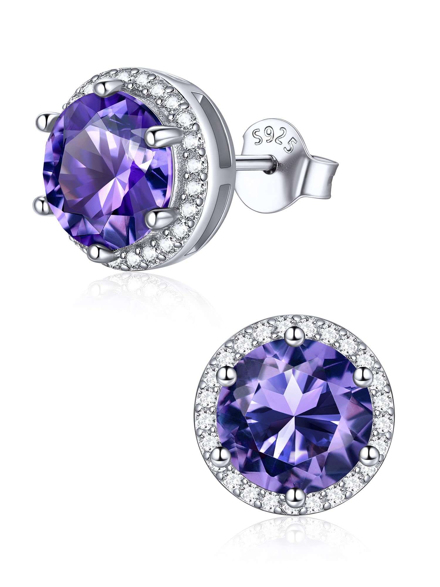 ChicSilver 925 Sterling Silver Birthstone Earrings for Women, January Garnet 8MM/2 Carat Heart CZ Stud Earrings, Birthday Jewelry Gift for Her