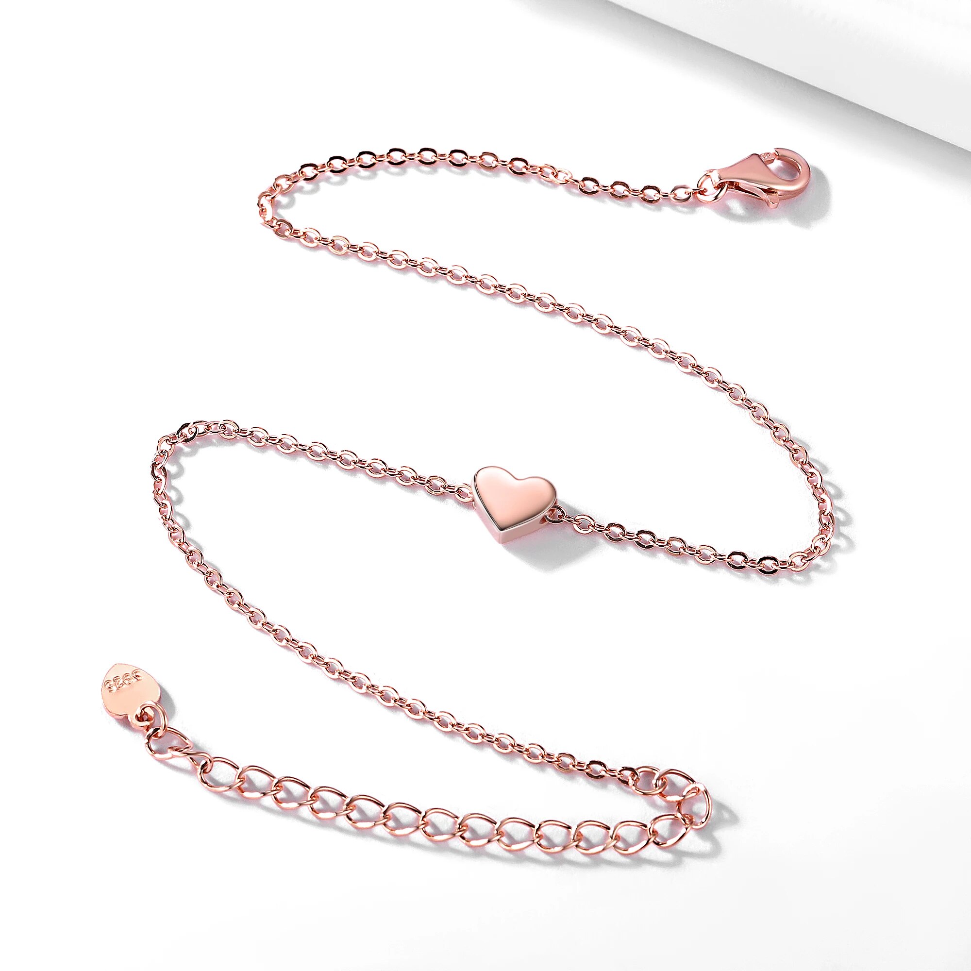 ChicSilver Womens Anklets 925 Sterling Silver Tiny Heart Charm Anklet Bracelet Adjustable