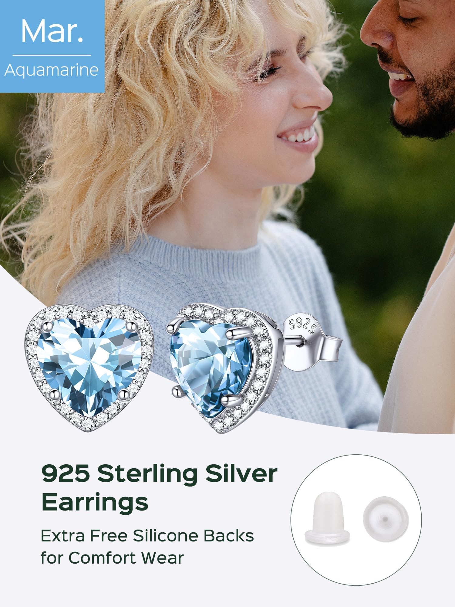 ChicSilver 925 Sterling Silver Birthstone Earrings for Women, January Garnet 8MM/2 Carat Heart CZ Stud Earrings, Birthday Jewelry Gift for Her