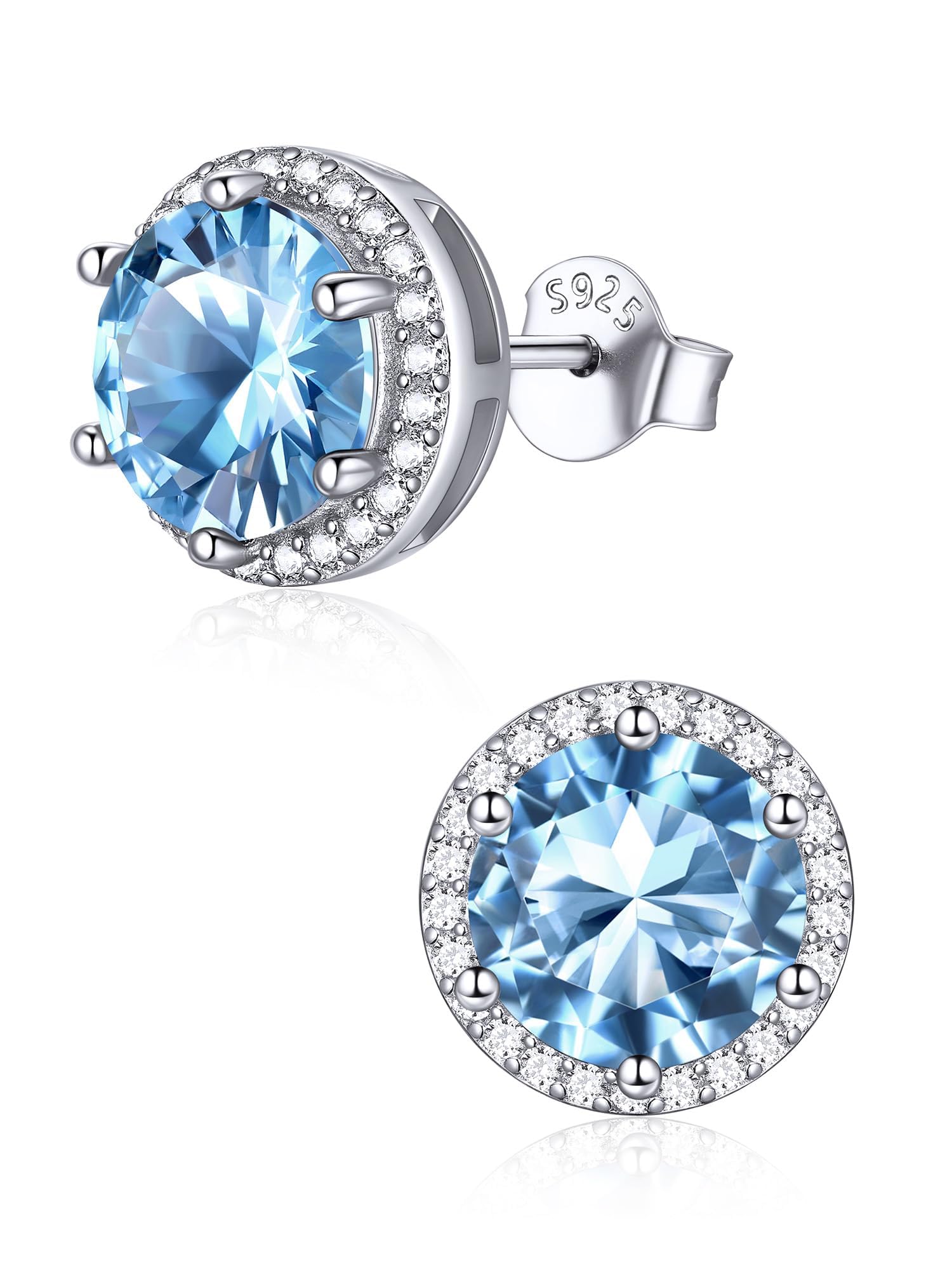 ChicSilver 925 Sterling Silver Birthstone Earrings for Women, January Garnet 8MM/2 Carat Heart CZ Stud Earrings, Birthday Jewelry Gift for Her