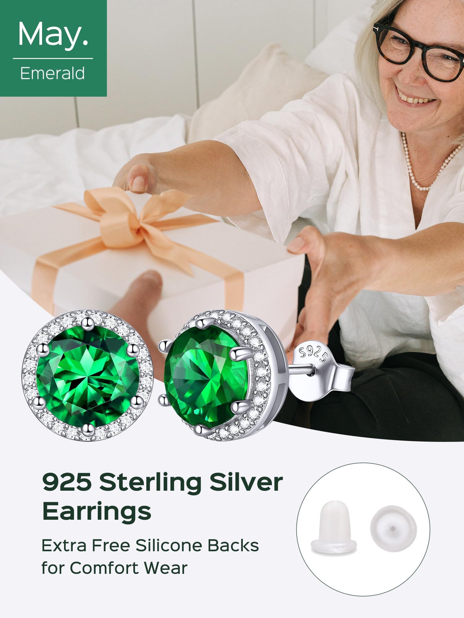 ChicSilver 925 Sterling Silver Birthstone Earrings for Women, January Garnet 8MM/2 Carat Heart CZ Stud Earrings, Birthday Jewelry Gift for Her