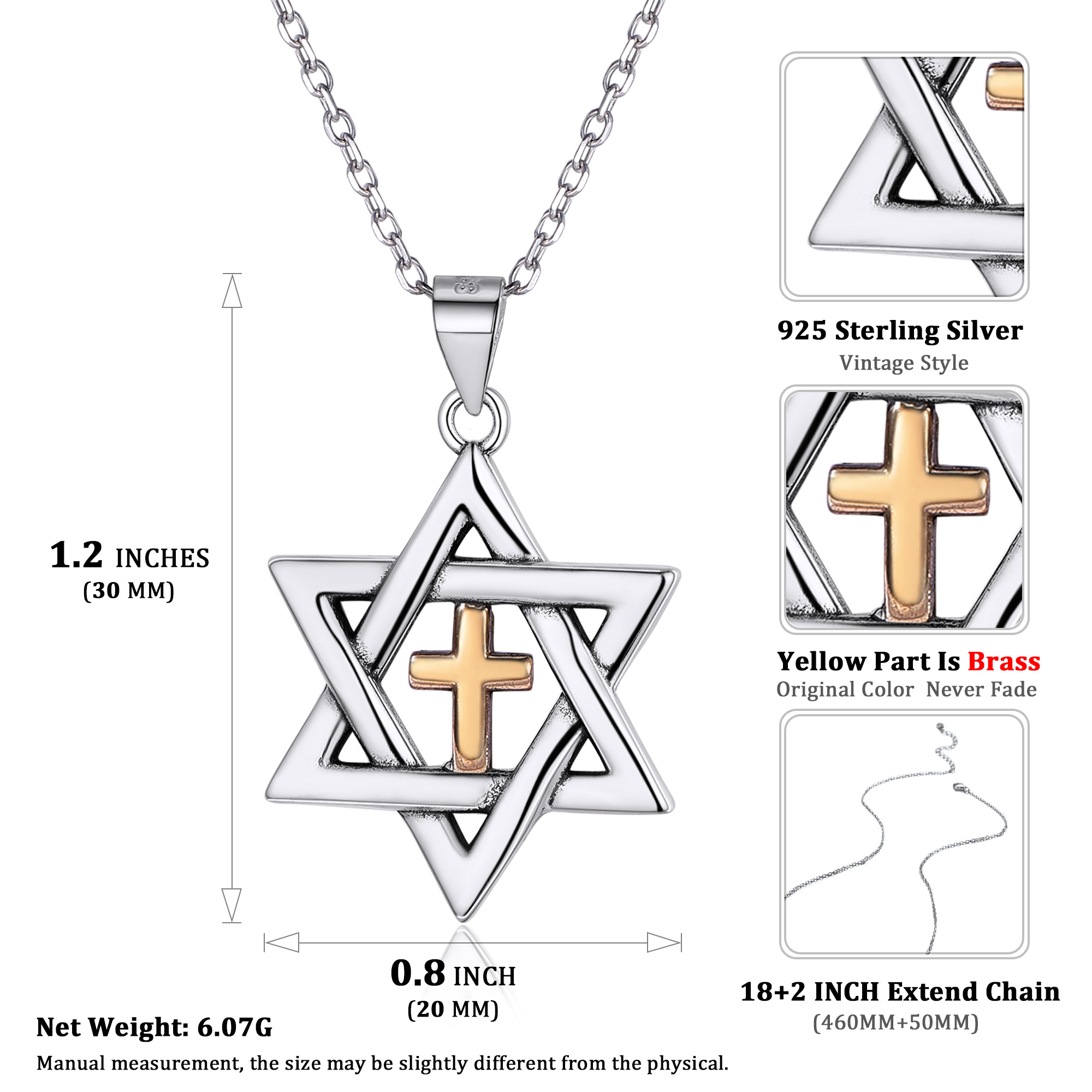 ChicSilver Sterling Silver Crucifix Pendant Unisex Jesus Christ Religious Catholic INRI Cross Necklace - Silver
