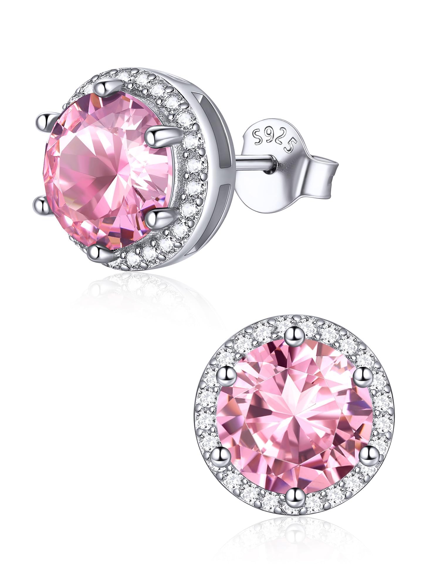 ChicSilver 925 Sterling Silver Birthstone Earrings for Women, January Garnet 8MM/2 Carat Heart CZ Stud Earrings, Birthday Jewelry Gift for Her