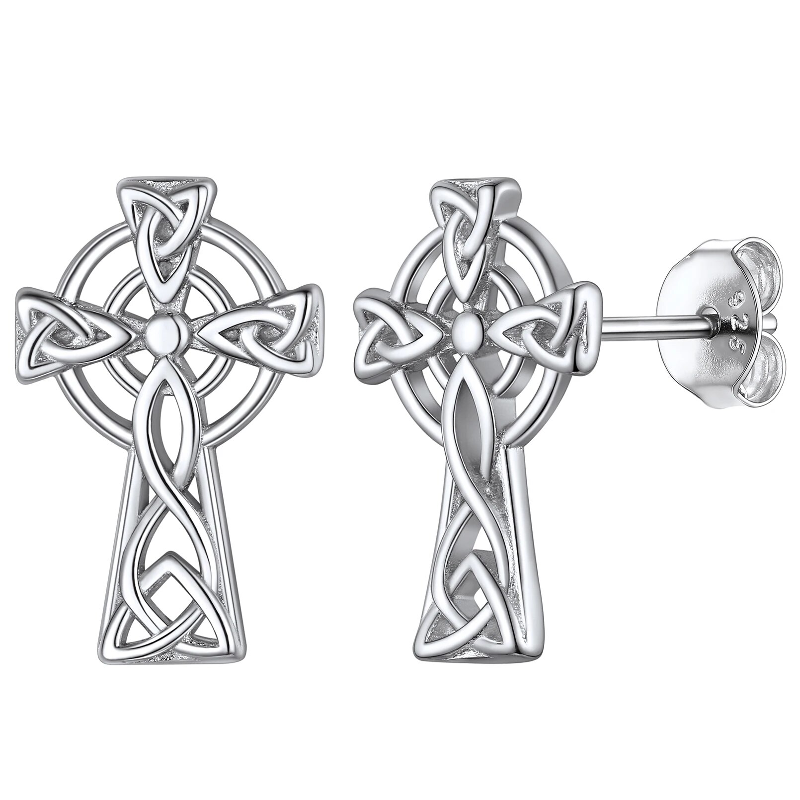 ChicSilver Sterling Silver Celtic Knot Stud Earrings for Women 10 mm Delicate Tiny Triangle Ear Studs Irish Triquetra Celtic Trinity Knot Earrings Irish Small Jewelry