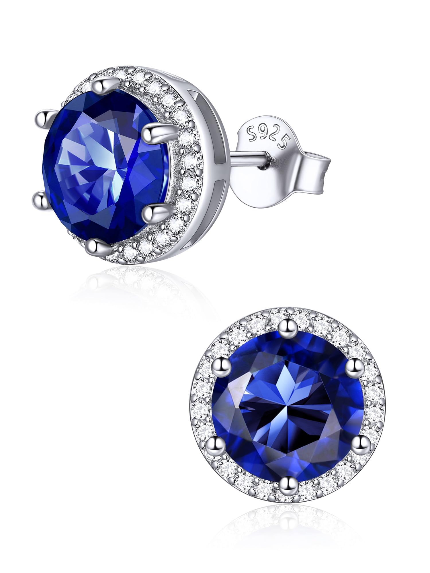ChicSilver 925 Sterling Silver Birthstone Earrings for Women, January Garnet 8MM/2 Carat Heart CZ Stud Earrings, Birthday Jewelry Gift for Her