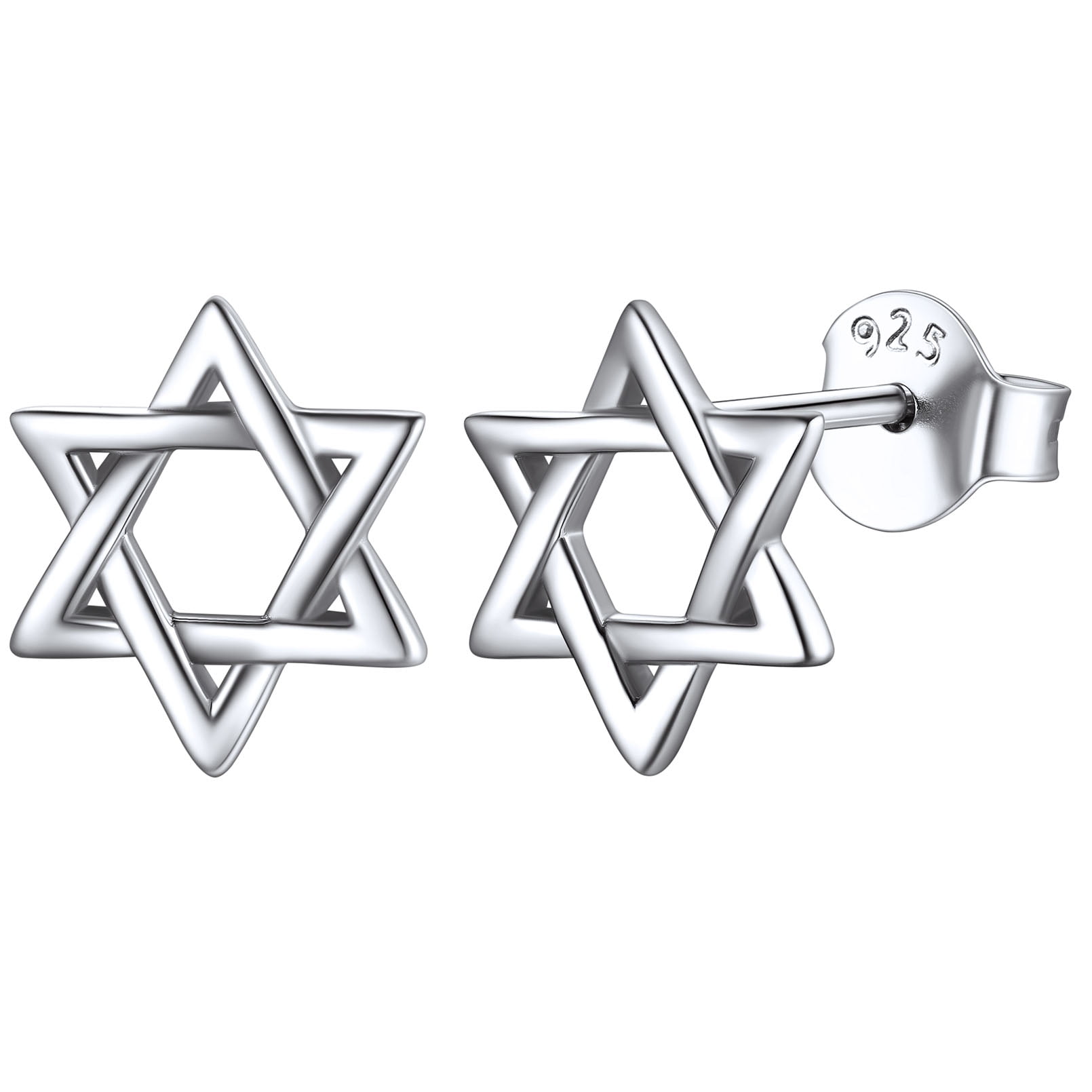 ChicSilver 925 Sterling Silver Jewish Star of David Stud Earrings Fashion Jewelry for Women Men, Silver