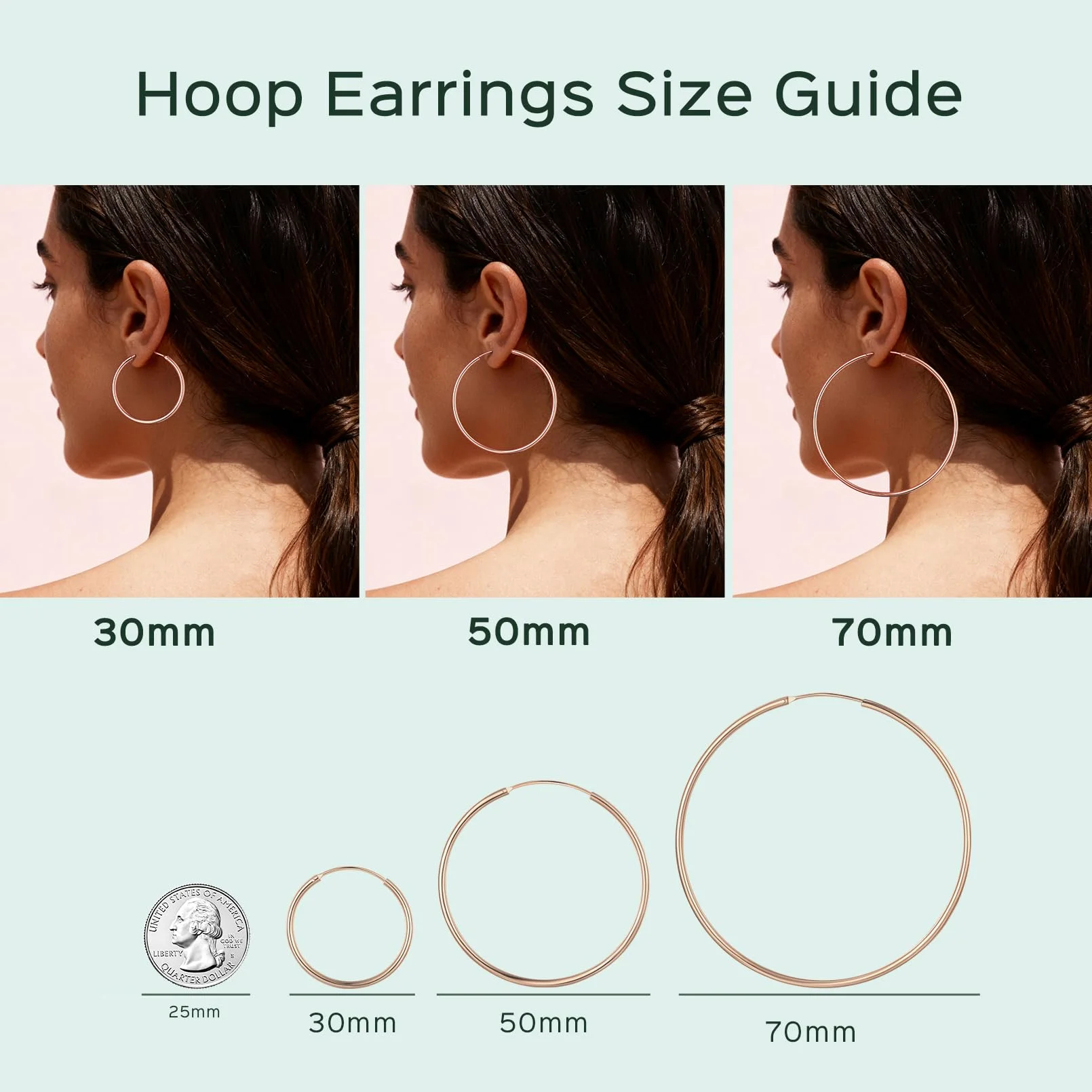 ChicSilver 925 Sterling Silver Small Hoop Earrings Circle Endless Huggie Hoops 15/20/30/50/70mm