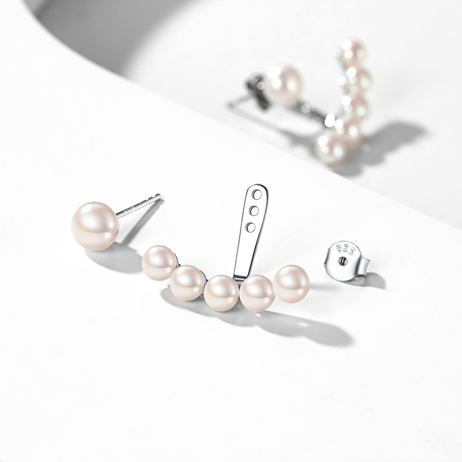 ChicSilver Front Back Stud Earrings Ear Jacket Earrings 925 Sterling Silver Jewelry for Women Girls (Silver)