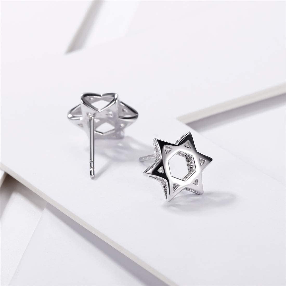 ChicSilver 925 Sterling Silver Jewish Star of David Stud Earrings Fashion Jewelry for Women Men, Silver