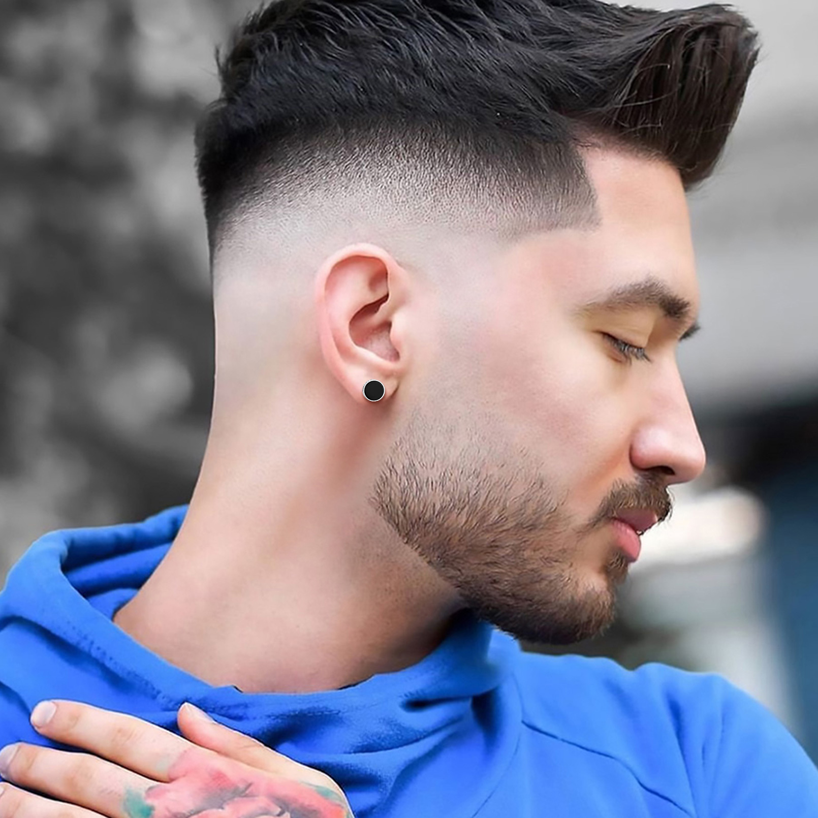 ChicSilver 925 Sterling Silver Rune Earrings for Women Men Black Onyx Stud Earrings Norse Viking Jewelry