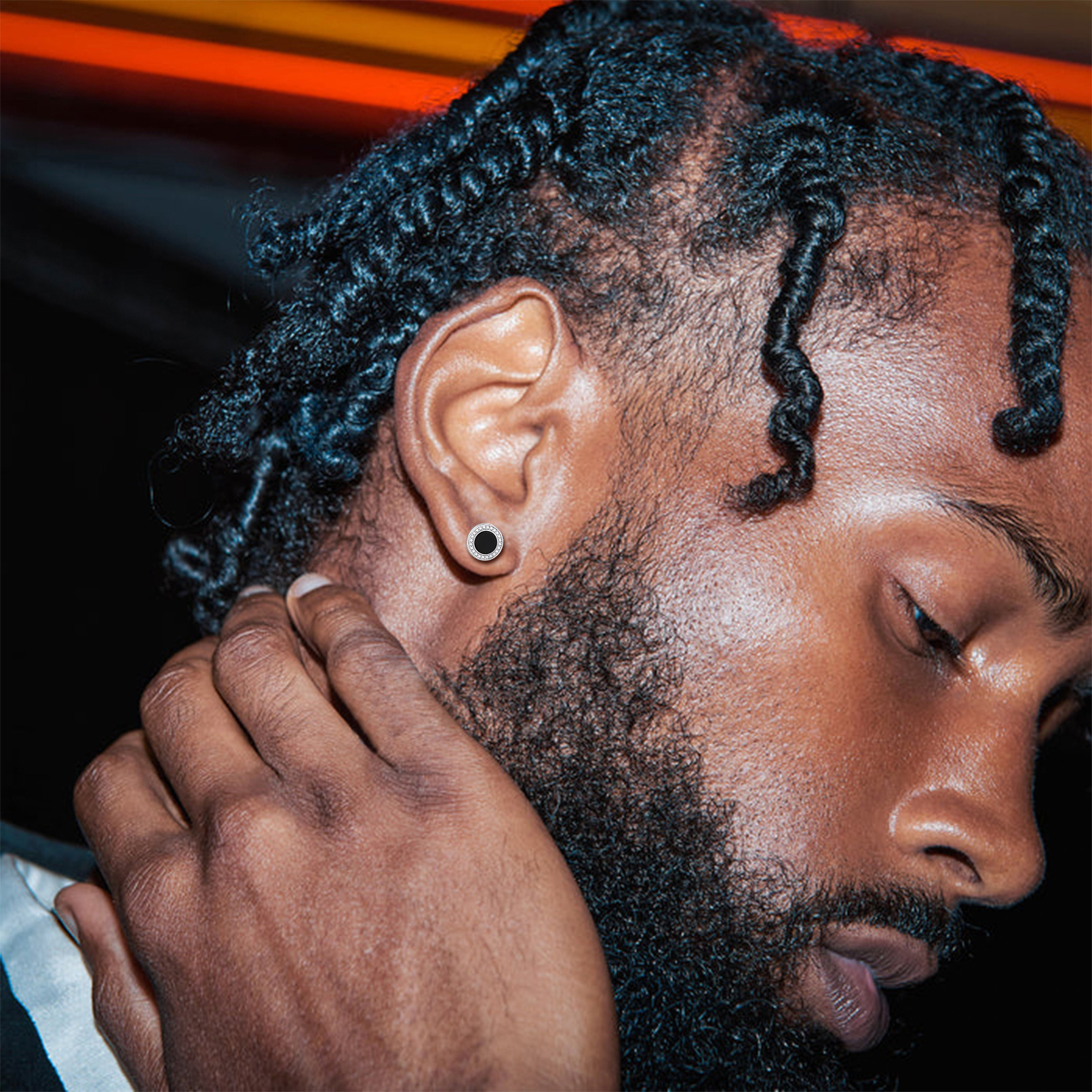 ChicSilver 925 Sterling Silver Rune Earrings for Women Men Black Onyx Stud Earrings Norse Viking Jewelry