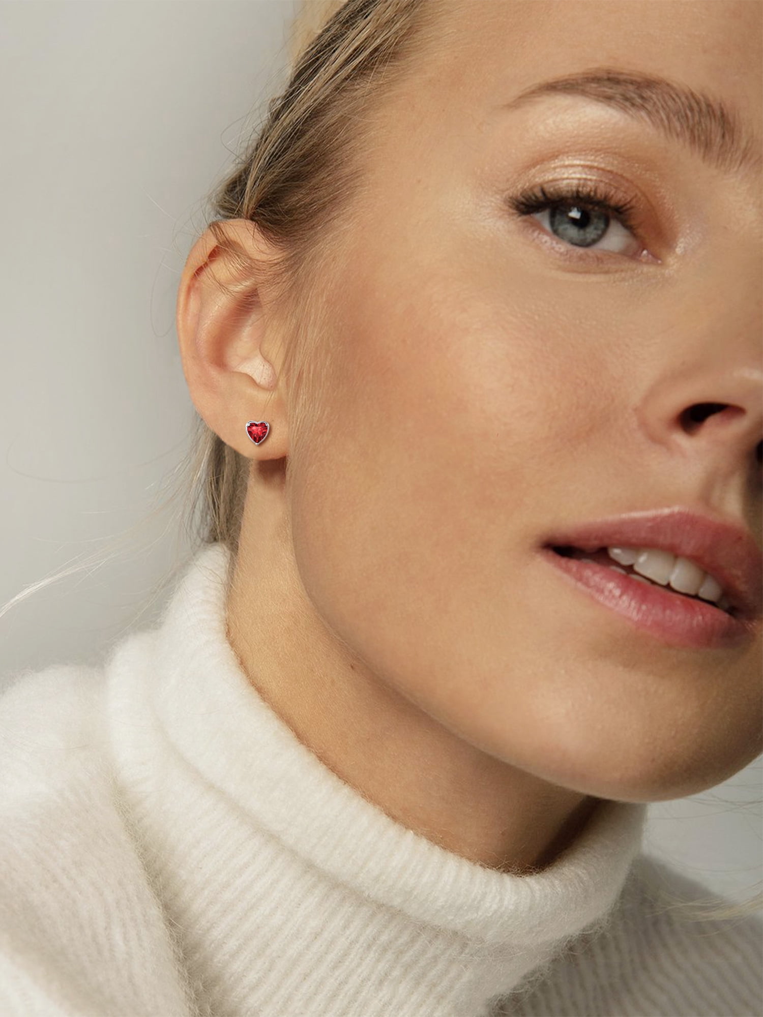 ChicSilver Heart Stud Earrings November Birthstone Jewelry for Women, Hypoallergenic Sterling Silver Earring for Sensitive Ears