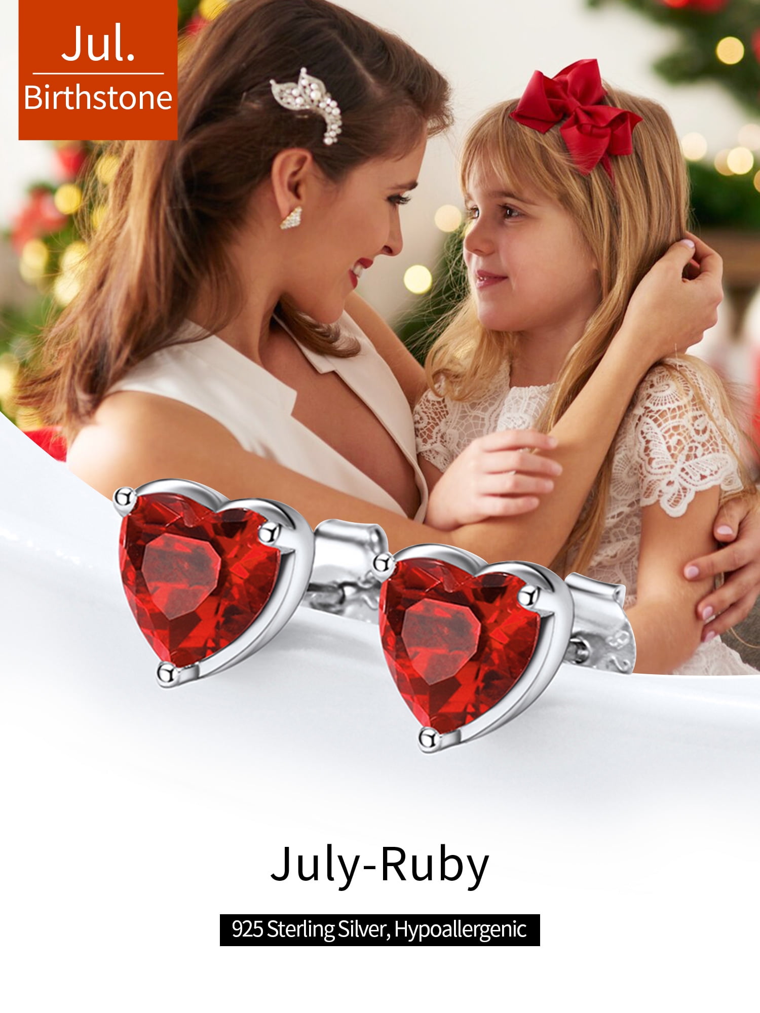 ChicSilver Heart Stud Earrings November Birthstone Jewelry for Women, Hypoallergenic Sterling Silver Earring for Sensitive Ears