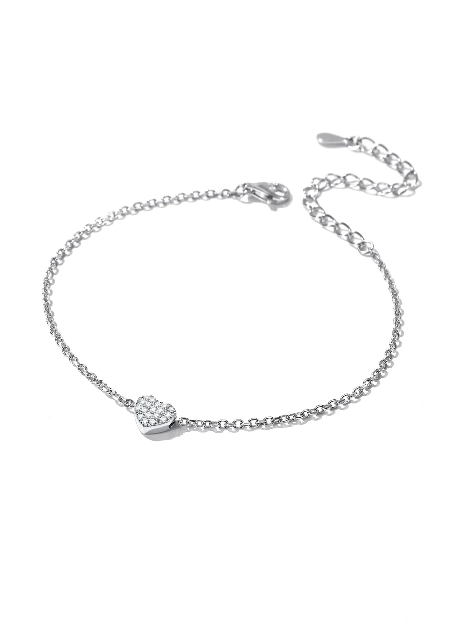 ChicSilver Womens Anklets 925 Sterling Silver Tiny Heart Charm Anklet Bracelet Adjustable