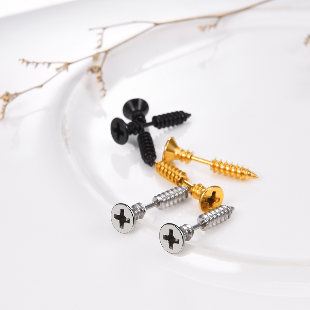 PROSTEEL Stud Earrings Set for Men Women Flat 18K Gold Plated Round Studs Hypoallergenic