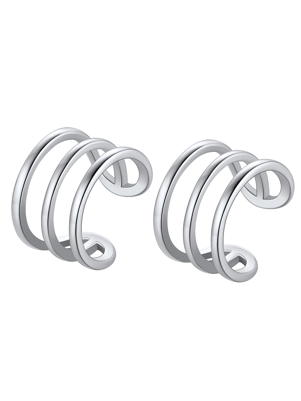 Suplight 925 Sterling Silver White Gold Plated Ear Cuffs Earrings Smooth-Surface & Zircon Huggie Clip On Cartilage Earrings for Women Girls