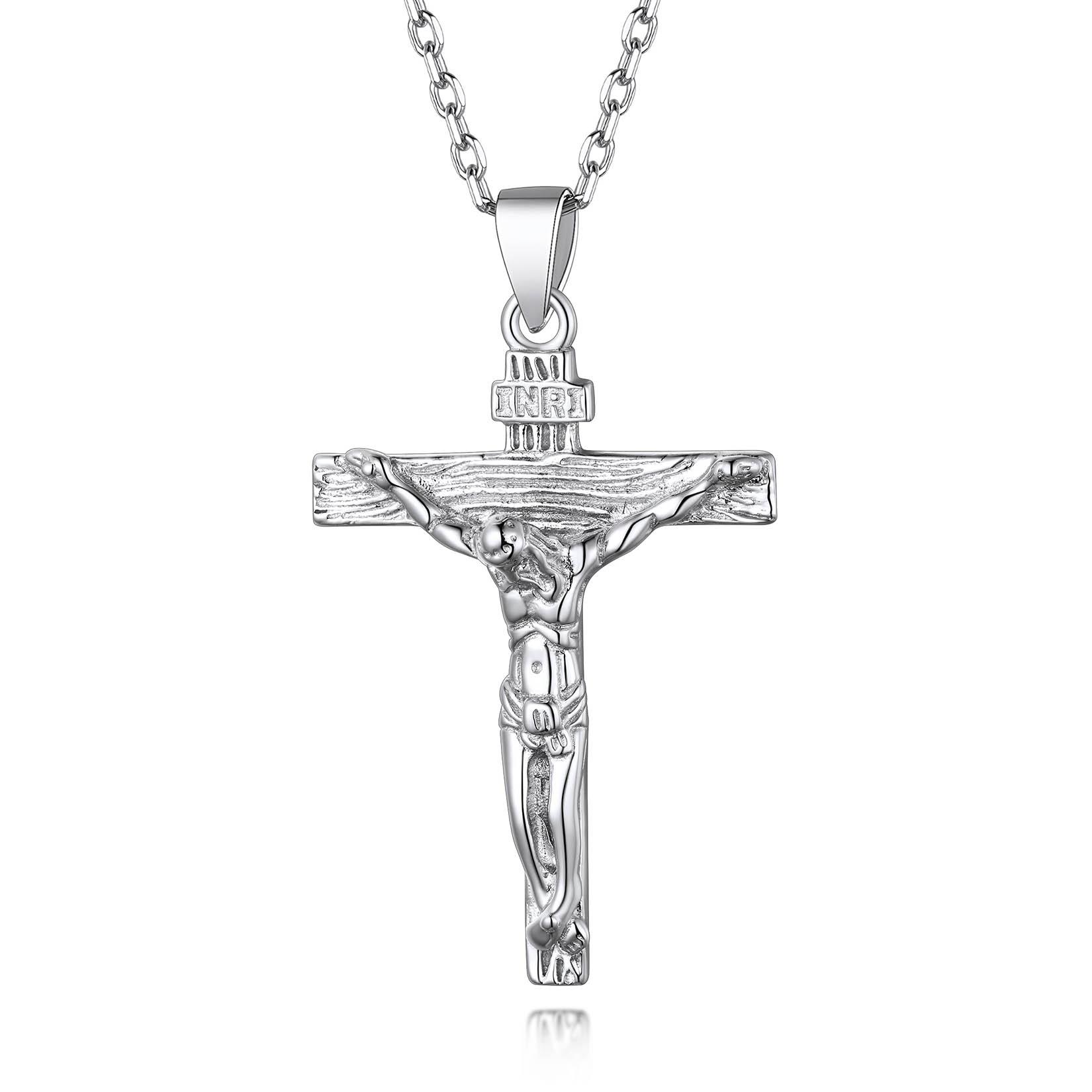 Suplight 925 Sterling Silver Crucifix Cross Neckce Christian Jesus Penant Necklace for Women Men