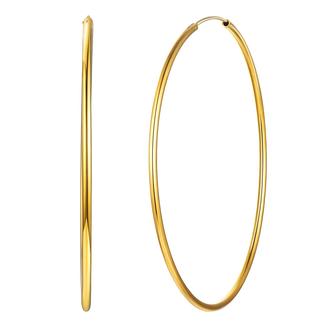 Suplight 925 Sterling Silver Women Silver Earrings Small Large Thin Endless Hoop Earrings 15/20/30/50/70mm