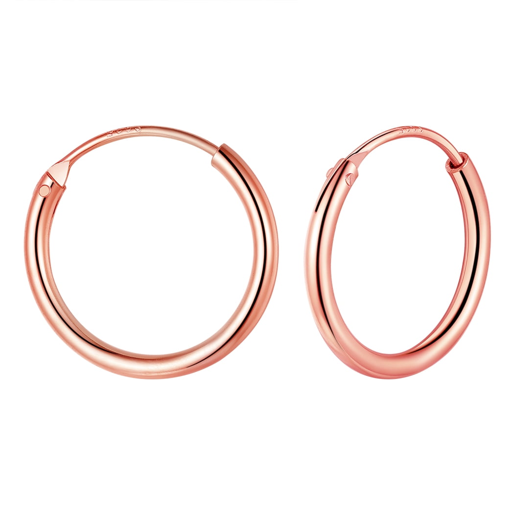 Suplight 925 Sterling Silver Women Silver Earrings Small Large Thin Endless Hoop Earrings 15/20/30/50/70mm