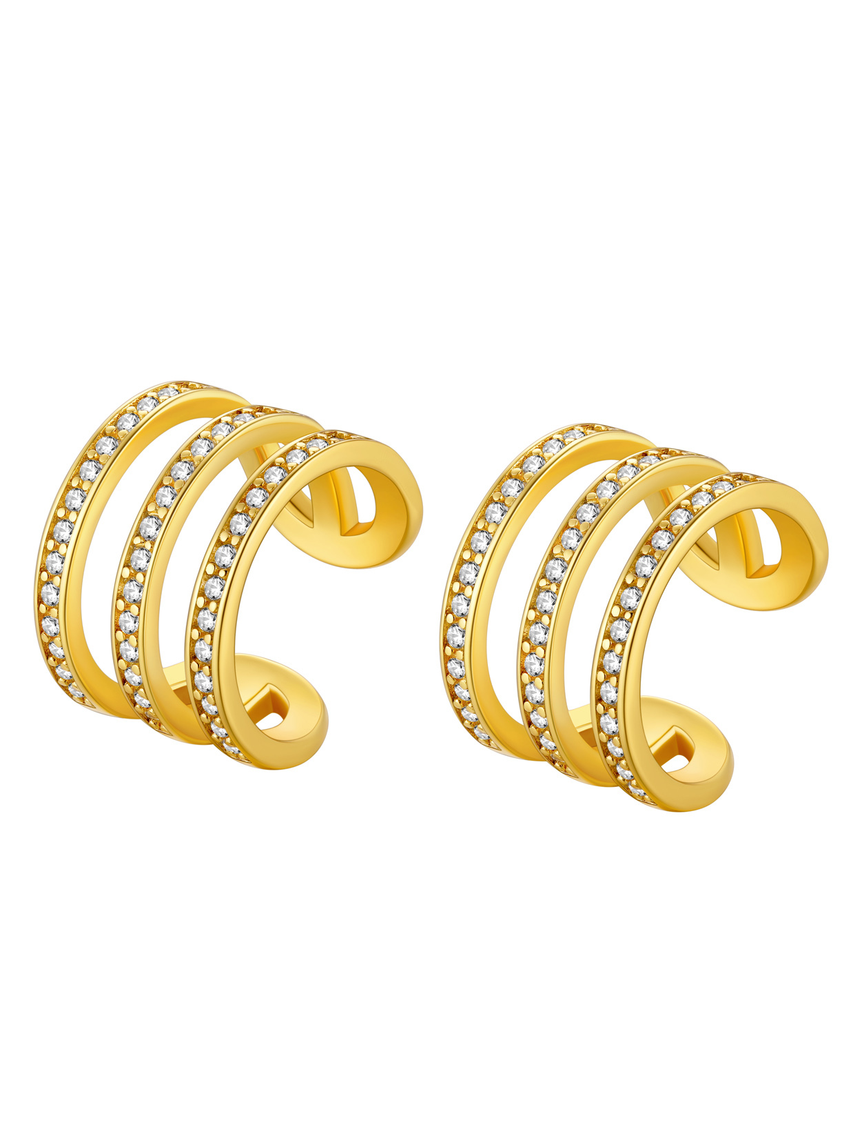 Suplight 925 Sterling Silver White Gold Plated Ear Cuffs Earrings Smooth-Surface & Zircon Huggie Clip On Cartilage Earrings for Women Girls