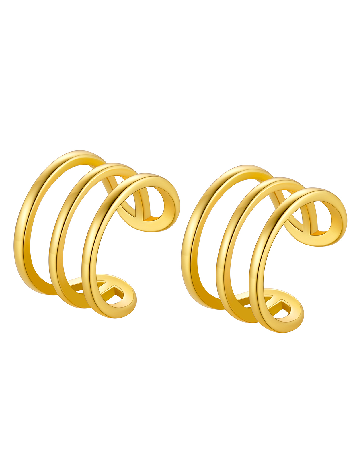 Suplight 925 Sterling Silver White Gold Plated Ear Cuffs Earrings Smooth-Surface & Zircon Huggie Clip On Cartilage Earrings for Women Girls
