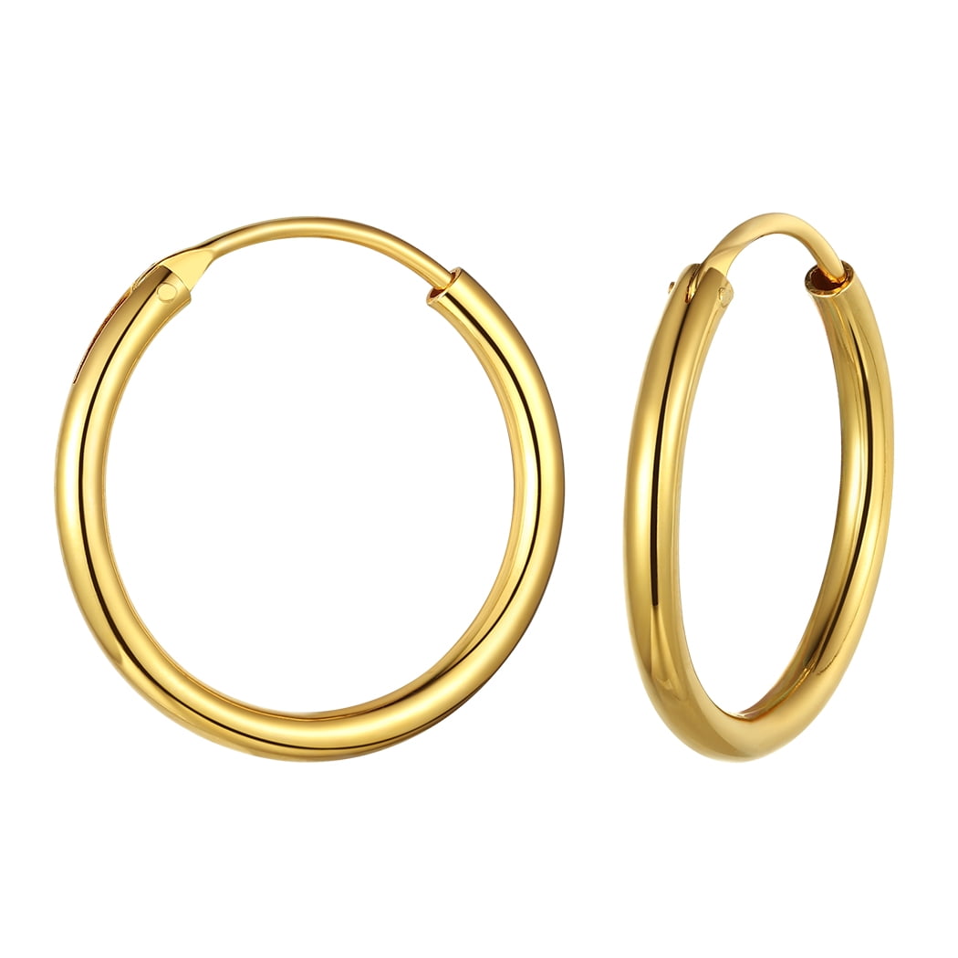 Suplight 925 Sterling Silver Women Silver Earrings Small Large Thin Endless Hoop Earrings 15/20/30/50/70mm
