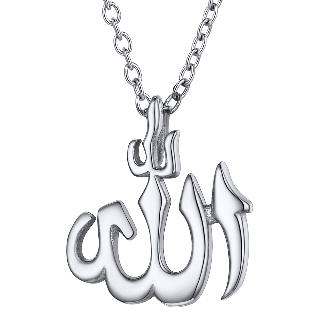 U7 Men Women Silver/Black/Gold Allah Pendant Necklace Trendy Mulism Gifts