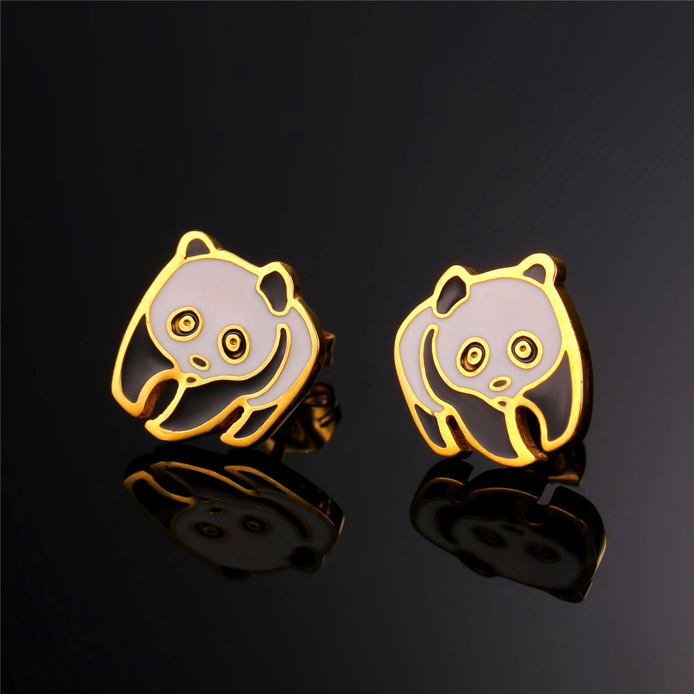 [Clearance]Panda Stud Earrings for Women Girls Silver/Gold Cute Earring Anniversary Birthday Gift