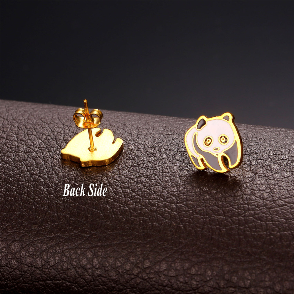 [Clearance]Panda Stud Earrings for Women Girls Silver/Gold Cute Earring Anniversary Birthday Gift