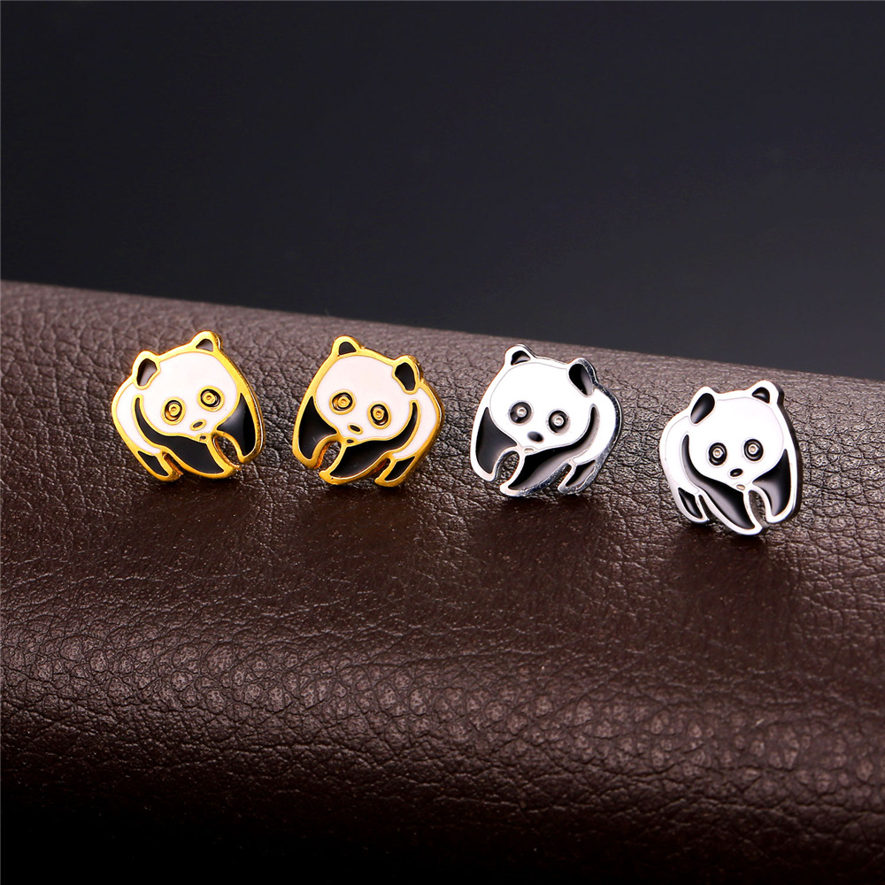 [Clearance]Panda Stud Earrings for Women Girls Silver/Gold Cute Earring Anniversary Birthday Gift