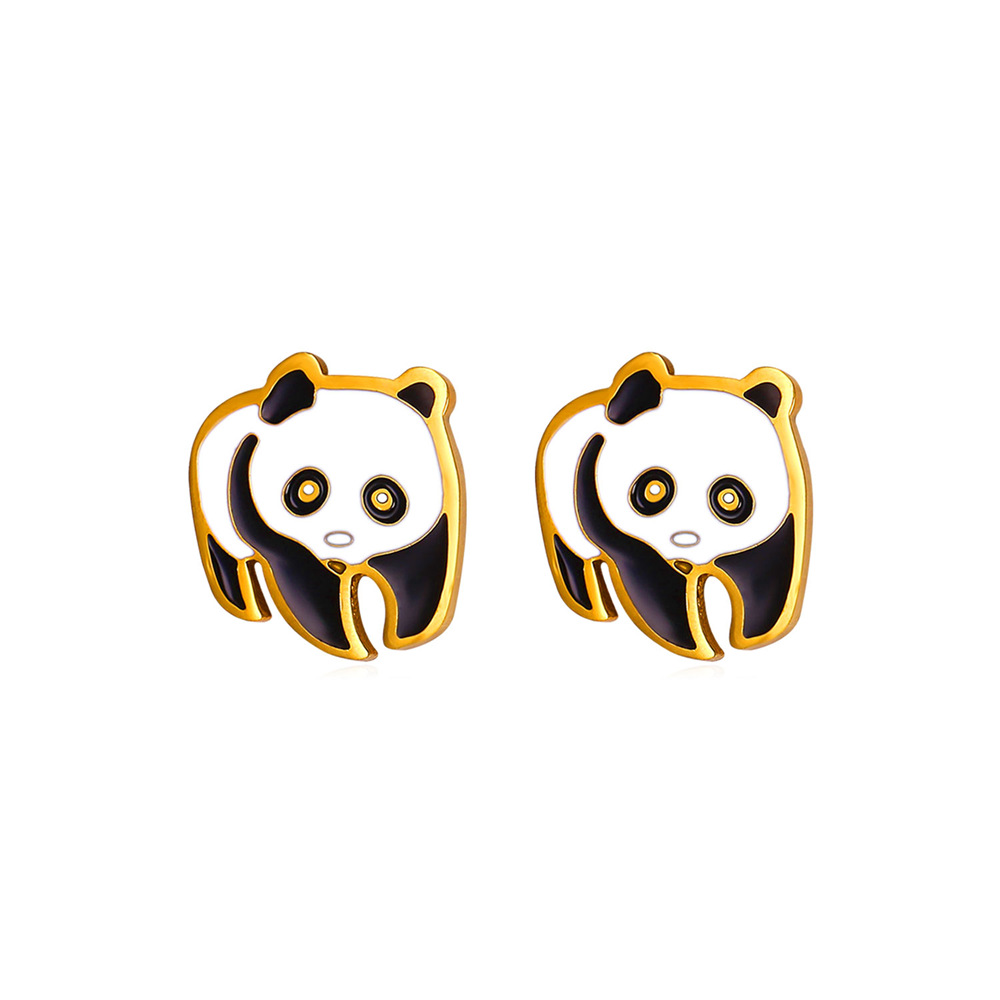 [Clearance]Panda Stud Earrings for Women Girls Silver/Gold Cute Earring Anniversary Birthday Gift