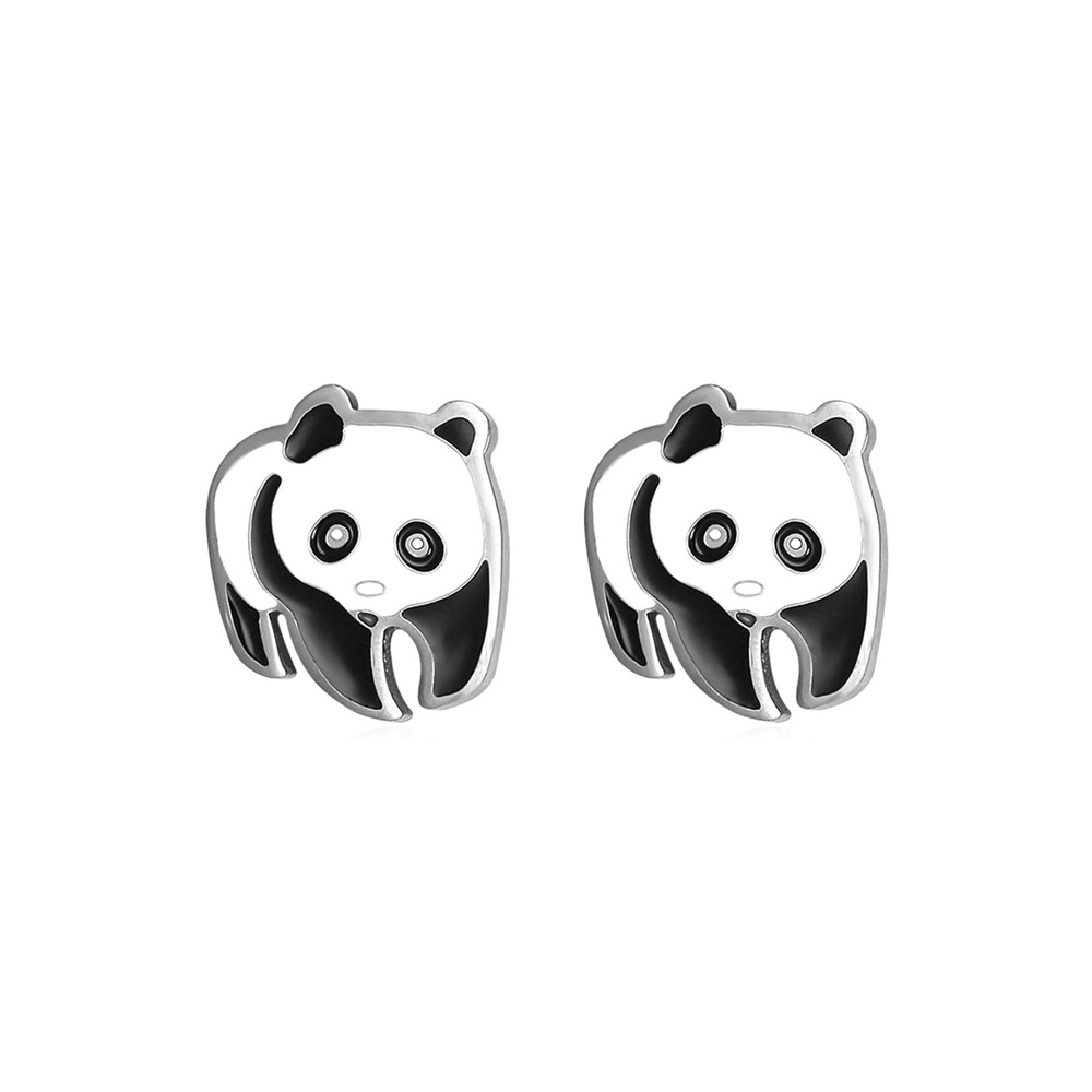 [Clearance]Panda Stud Earrings for Women Girls Silver/Gold Cute Earring Anniversary Birthday Gift