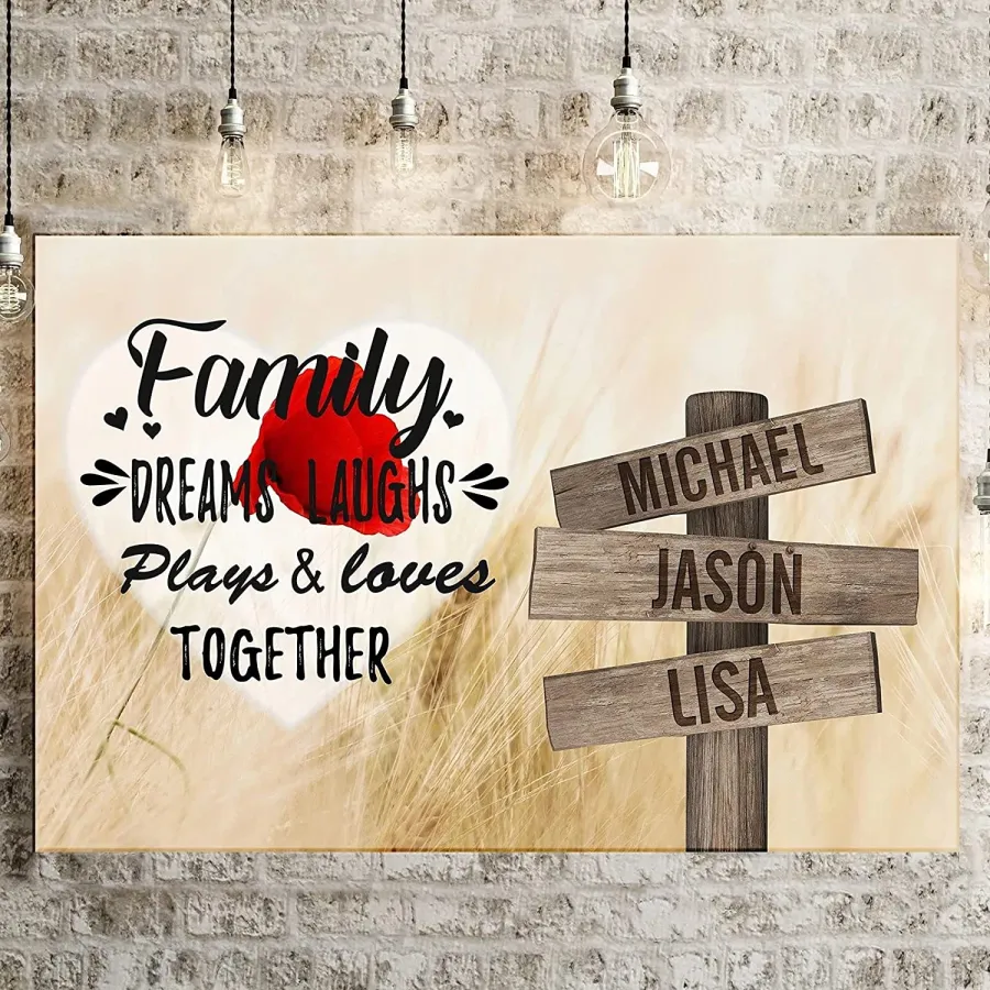 Family Street Sign Personalized Canvas Art