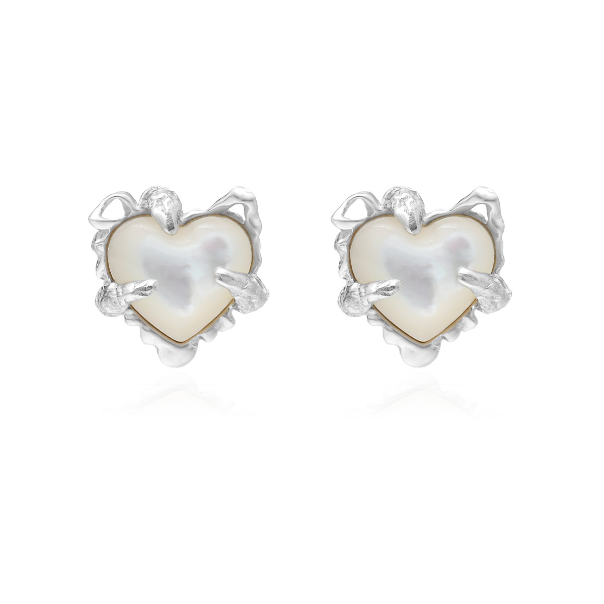 Heart Pearl Silver Earrings | Jentle Jewelry