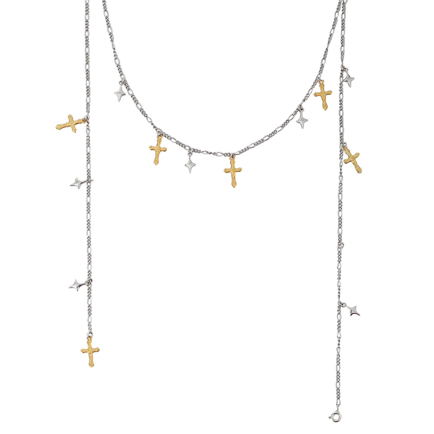 Silver Star Gold Cross Necklace | Jentle Jewelry