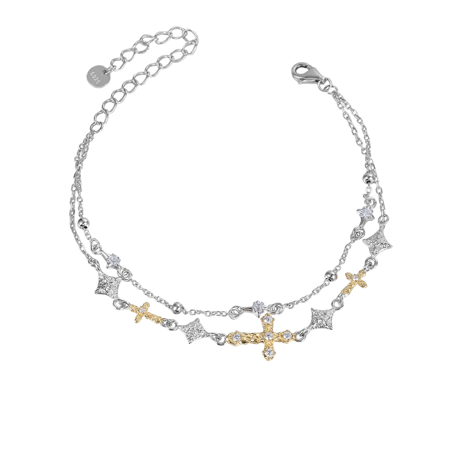 18K Gold Cross Silver Bracelet | Jentle Jewelry