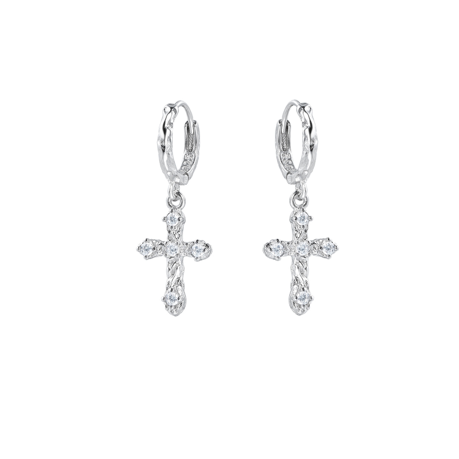 Sterling Silver Cross Ear Hoops | Jentle Jewelry