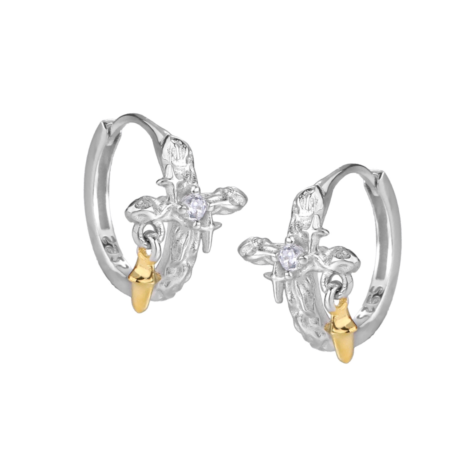 Sterling Silver Cross Ear Hoops | Jentle Jewelry