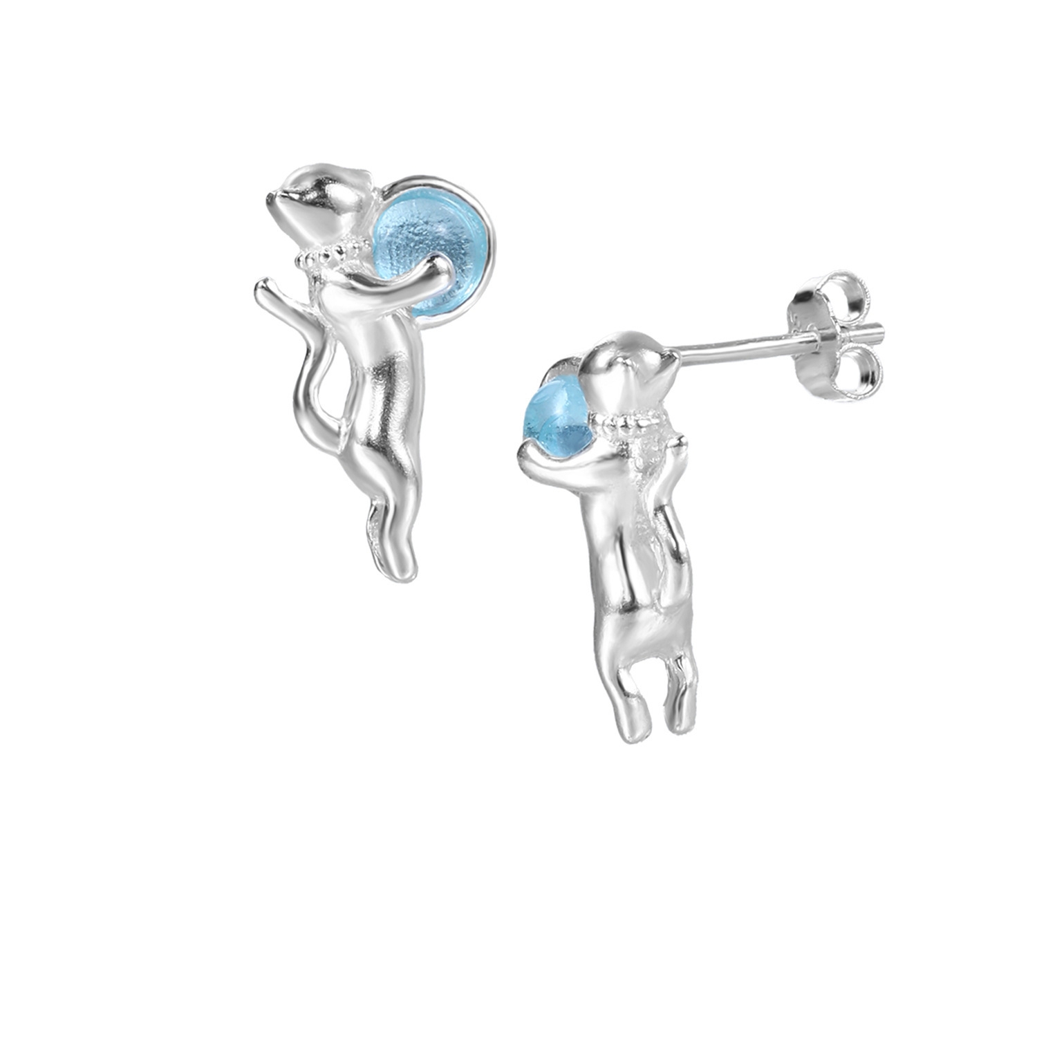 Everyday Silver Cat Earrings Minimal Style | Jentle Jewelry